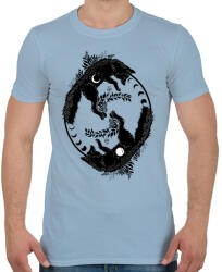 printfashion foxes and moon phase - Férfi póló - Világoskék (5360080)