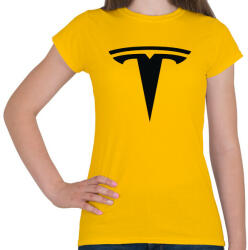 printfashion TESLA logo fekete - Női póló - Sárga (5363117)