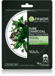 Garnier Skin Naturals Pure Charcoal mască textilă neagră, cu extract din ceai negru 28 g