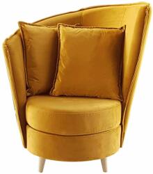 Art Fotel Art Deco stílusban, mustár színű Riviera szövet/tölgy, ROUND NEW (0000303236)