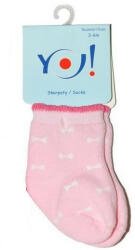 Yo! Baby frottír zokni 6-9 hó - rózsaszín masnis - babyshopkaposvar