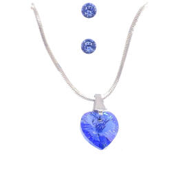  Swanis ékszerszett szíves (10mm) medállal - ibolyakék + AJÁNDÉK díszdoboz