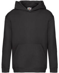 Fruit of the Loom Gyerek Pulóver Kapucnis Hosszú ujjú Fruit of the Loom Premium Hooded Sweat Kids - 164 (14-15), Fekete