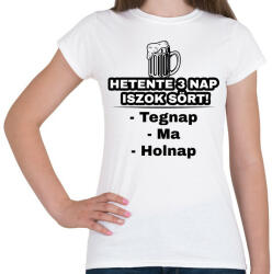 printfashion Hetente 3 nap iszok sört! - Női póló - Fehér (5372071)