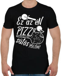 printfashion Pizza sütős pólóm - Férfi póló - Fekete (5377732)