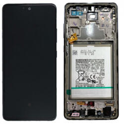 Samsung A525F Galaxy A52 4G, A526B/DS Galaxy A52 5G LCD Kijelző+Érintőüveg+Előlap Keret Kék, Awesome Blue (GH82-25524B, GH82-25526B, GH82-25754B, GH82-25602B) Gyári, Service Pack