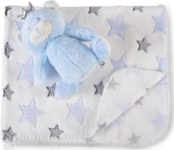 Cangaroo Paturica cu jucarie pentru bebelusi Cangaroo - Blue Bear, 90 x 75 cm (108607) Lenjerii de pat bebelusi‎, patura bebelusi