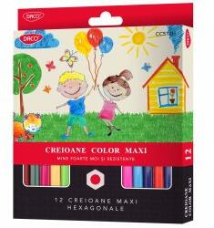 Daco Creioane Colorate Hexagonale Maxi Daco, 12 culori (CC512H)