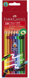 Faber-Castell Creioane Colorate FABER-CASTELL FC116613, 10 Culori + Guma Grip 2001 (FC116613)