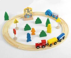 Trenulet din lemn magnetic, cu sina, copacei si alte accesorii pentru copii, 26 piese (NBN000G38)