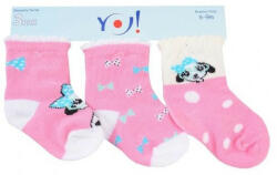  Yo! Baby pamut zokni 3db-os 6-9hó - rózsaszín kutyus - babyshopkaposvar