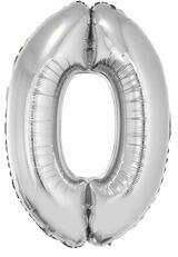 Funny Fashion 0 szám alakú fólia lufi, ezüst, 80 cm (84533)