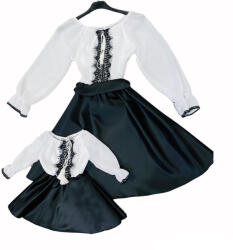 Ie Traditionala Rochita Fetite Alb cu Negru