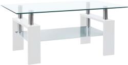vidaXL Masă cafea, alb și transparent, 95x55x40 cm, sticlă securizată (330304) Masa de cafea