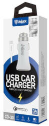 Inkax CC-30 QC 3.0 1xUSB 3.0A Autós Töltőfej + Micro USB 1M Adatkábel - Fehér