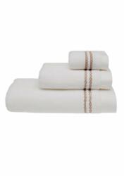 SOFT COTTON CHAINE 75 x 150 cm-es fürdőlepedő Fehér - bézs hímzés / White - beige embroidery