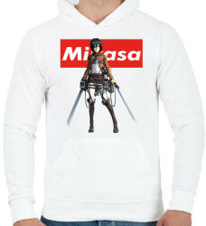 printfashion Mikasa Ackerman - Férfi kapucnis pulóver - Fehér (5413479)