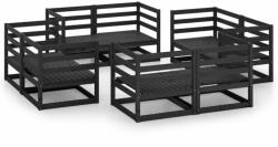 vidaXL Set mobilier de grădină, 8 piese, negru, lemn masiv de pin (3075288)