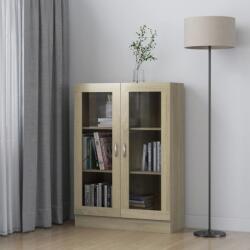 vidaXL Dulap cu vitrină, stejar Sonoma, 82, 5 x 30, 5 x 115 cm, PAL (802753) - comfy Biblioteca