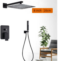 Dusche Fali zuhanyszett falba építhető falsík alatti csaptelep, esőztetős zuhanyfej sárgaréz 20-40 cm, kézi zuhanyfej keverőcsappal - hazravalo - 54 500 Ft