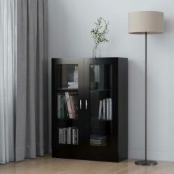 vidaXL Dulap cu vitrină, negru, 82, 5 x 30, 5 x 115 cm, PAL (802751) Biblioteca