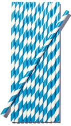  Papír szívószál (standard 6x195mm) kék-fehér csíkos, 200 db/csomag