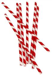  Papír szívószál (standard 6x195mm) piros-fehér csíkos, 200 db/csomag