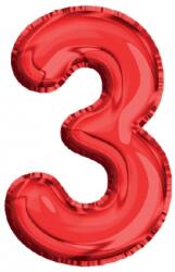  Balon, folie aluminiu, rosu, cifra 3, 40 cm RB31377