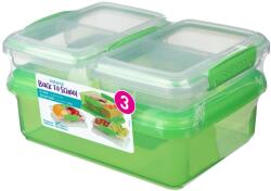 Sistema Plastics Pachet 3 cutii depozitare alimente plastic verde Sistema Back To School 2L + 2 x 350 ml (81718-07)