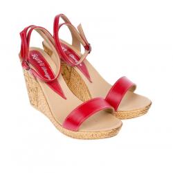 Rovi Design Sandale dama, din piele naturala, cu platforma, rosii, Made in Romania - S107R (S107R)