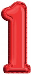  Balon, folie aluminiu, rosu, cifra 1, 81 cm RB31415