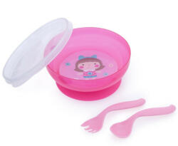 Canpol babies fedeles tányér kanállal és villával - rózsaszín - babyshopkaposvar