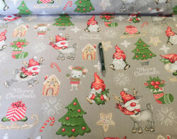  Szürke karácsonyi mintás pamutvászon - rénszarvas - télapó mintás160 cm