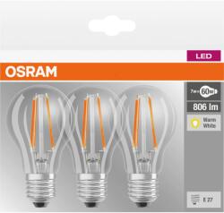 OSRAM LEDVANCE CL A 60 FIL x3 E27 7W 2700K 806lm 4058075819290