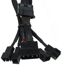 Phobya Y-adapter 4Pin Molex 4x 3Pin (12V) - Fekete 30cm /81104/