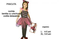  Costum pisicuta pentru fetita, fustita, urechiuse si alte accesorii, negru/roz (NBN000G152) Costum bal mascat copii