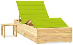 vidaXL Șezlong de grădină cu masă și pernă, lemn de pin tratat (3065965)