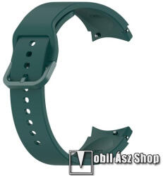  Okosóra szíj - SÖTÉTZÖLD - szilikon - 132mm+88mm hosszú, 20mm széles - SAMSUNG Galaxy Watch4 Classic 46mm (SM-R890) / Watch4 Classic 42mm (SM-R880) / Watch4 44mm (SM-R870) / Watch4 40mm (SM-R860)