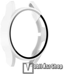  Okosóra műanyag védő tok / keret - FEHÉR - 9H edzett üveg előlap védő is! - SAMSUNG Galaxy Watch4 44mm (SM-R870)