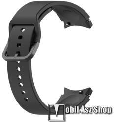  Okosóra szíj - FEKETE - szilikon - 132mm+88mm hosszú, 20mm széles - SAMSUNG Galaxy Watch4 Classic 46mm (SM-R890) / Watch4 Classic 42mm (SM-R880) / Watch4 44mm (SM-R870) / Watch4 40mm (SM-R860)