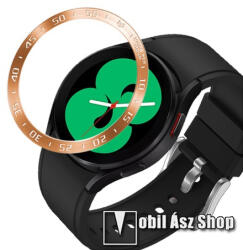  Okosóra lünetta védő rozsdamentes acél - ROSE GOLD / FEHÉR - SAMSUNG Galaxy Watch4 Classic 42mm (SM-R880)
