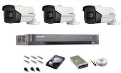 Hikvision Sistem de supraveghere complet Hikvision Turbo HD, 4K / 8, 3 Mp, 3 camere IR 60 m