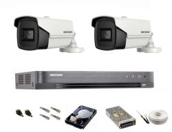 Hikvision Sistem de supraveghere complet Hikvision Turbo HD, 4K / 8, 3 Mp, 2 camere IR 60 m