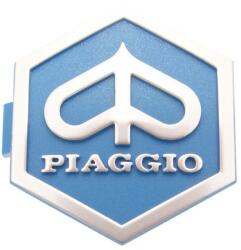 OEM Standard Piaggio 3D hatszögletű bedugós, kék/ezüst embléma 32x37mm