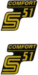 OEM Standard Írás S51 Comfort fólia / matrica fekete-sárga 2 db Simson S51 készülékhez