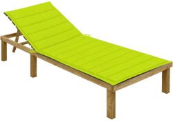 vidaXL Șezlong cu pernă verde aprins, lemn de pin tratat (3065830)