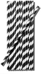 Papír szívószál (standard 6x195mm) fekete-fehér csíkos, 200 db/csomag - mindenamibar