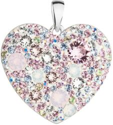Swarovski elements Pandantiv roz din argint în formă de inimă cu cristale Swarovski 34243.3