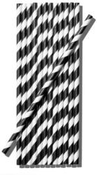  Papír szívószál (standard 6x195mm) fekete-fehér csíkos, 200 db/csomag - ginshop