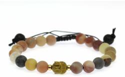  Bratara cu Jad si Hematit Cap de Buddha - Margele Gold Filled - Inchidere Siret - 8 mm